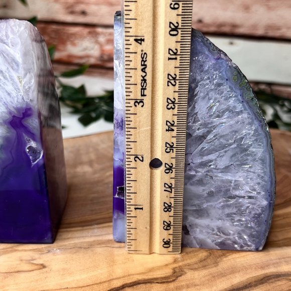 Purple Agate Crystal Bookend Pair - Geode Bookend - Boho Home Decor - Picture 9 of 12